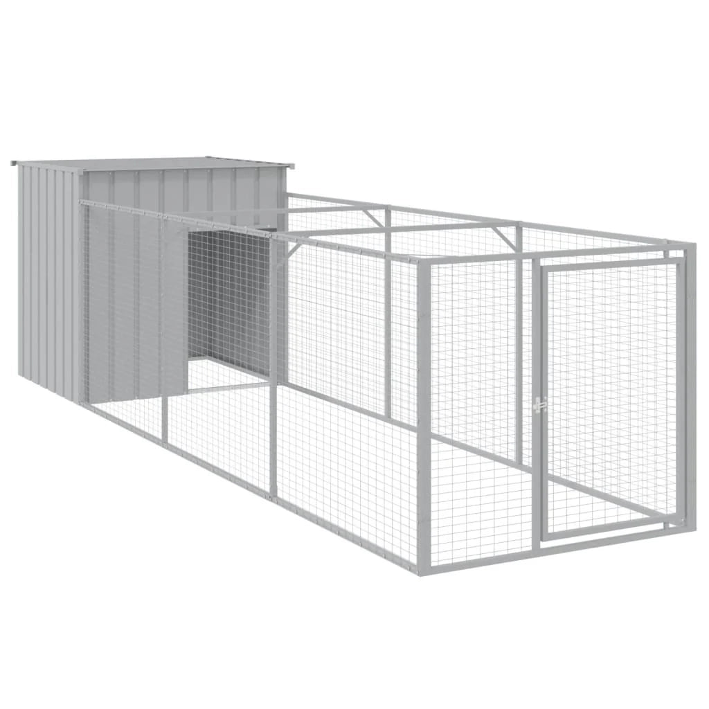 Cuccia per cani con cortile luminoso 110 x 405 x 110 cm grigio 02_0043491