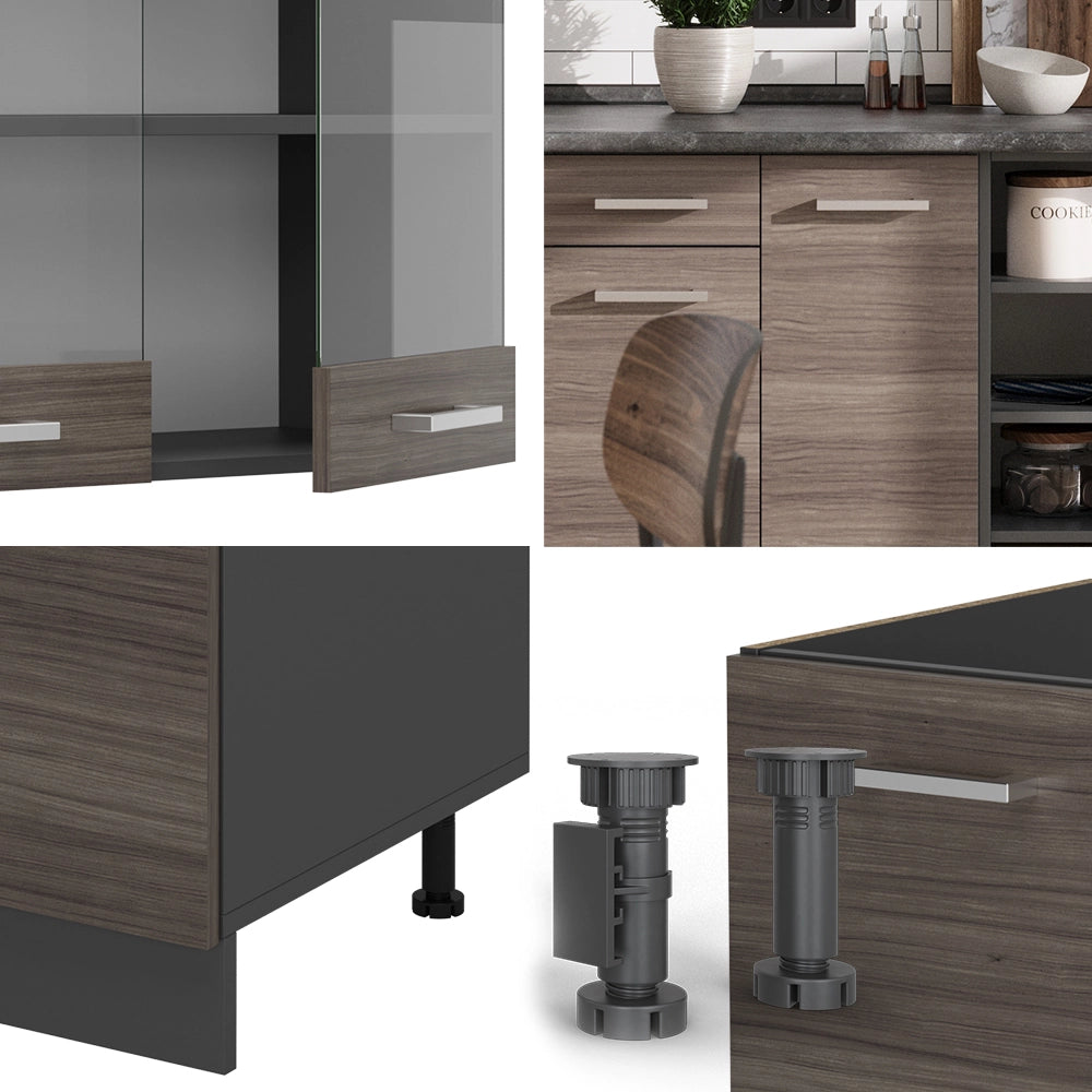 Vicco Cucina componibile Grigio nobile/antracite 240 cm senza piano di lavoro