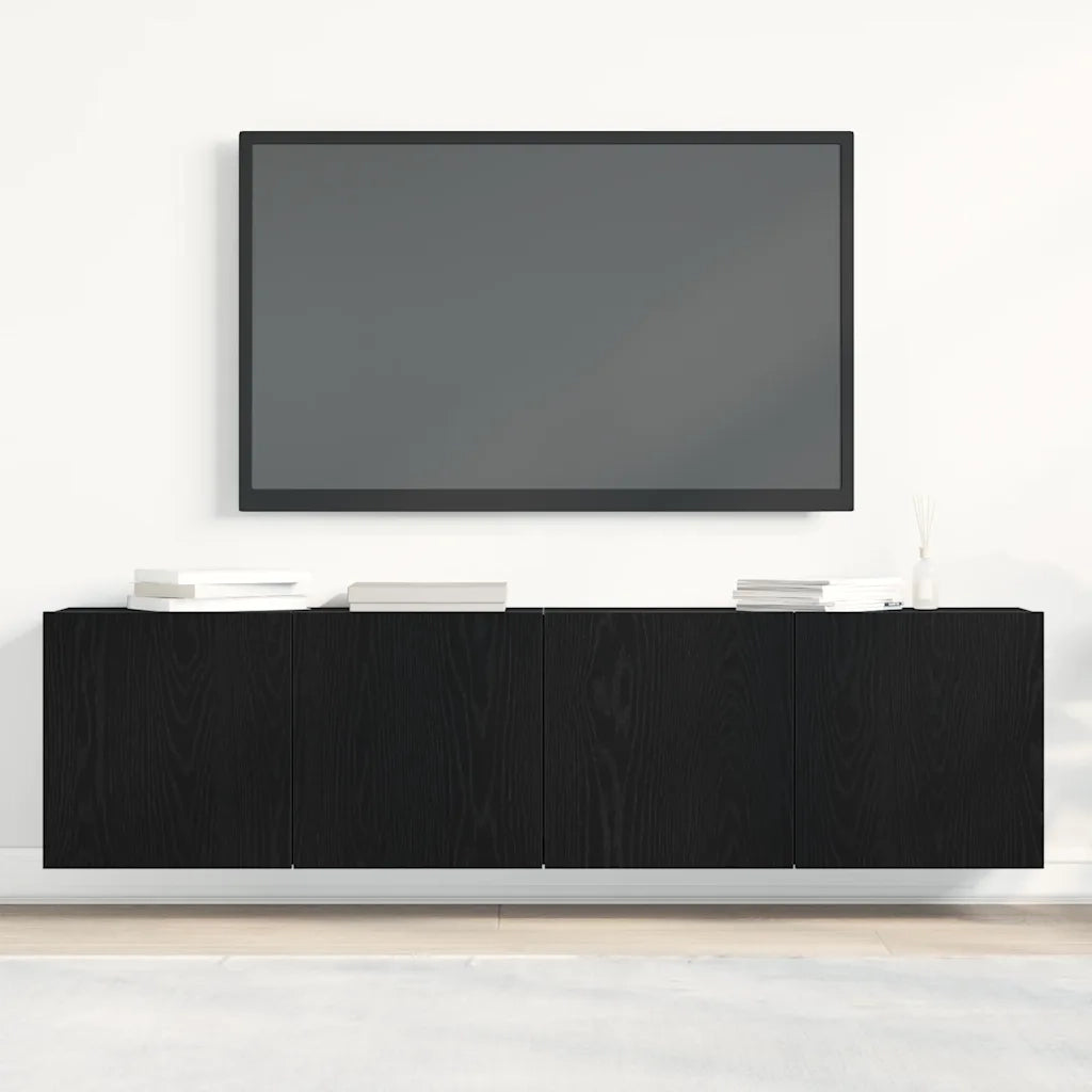 Mobili Porta TV 2 pz-Set di 2 Credenza per TV Rovere Nero 160x30x41 cm Legno Assicellare