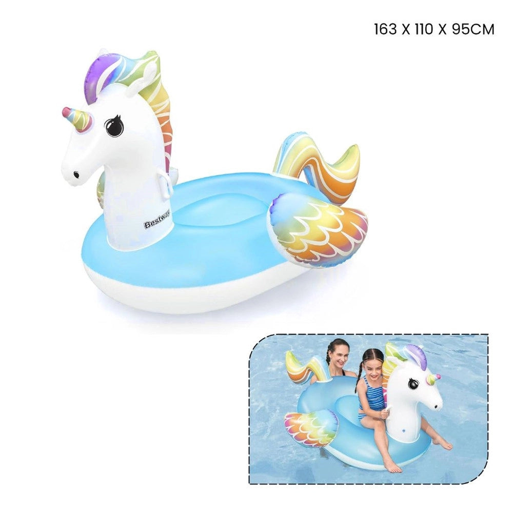 Trade Shop - Cavalcabile Unicorno Fantasy Galleggiante Gonfiabile Piscina Spiaggia Con Maniglie 41114 -