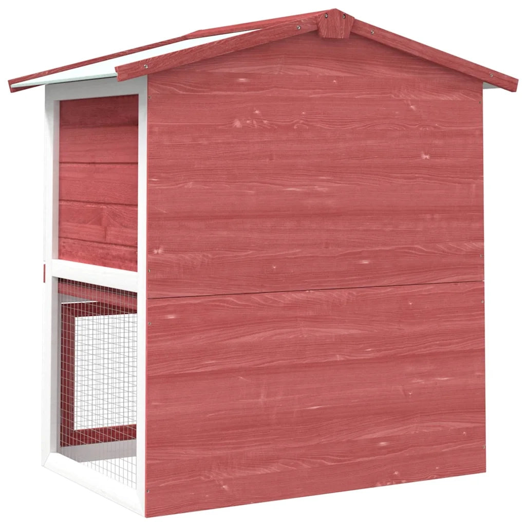 Conigliera per Esterni con 3 Porte Rossa in Legno CFW6799895