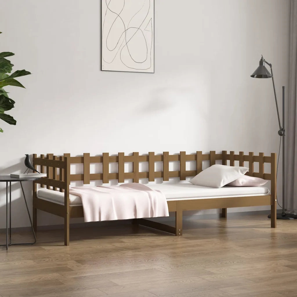 Letto singolo | Letto per adulti | Dormeuse Marrone Ambra 80x200 cm in Legno Massello di Pino