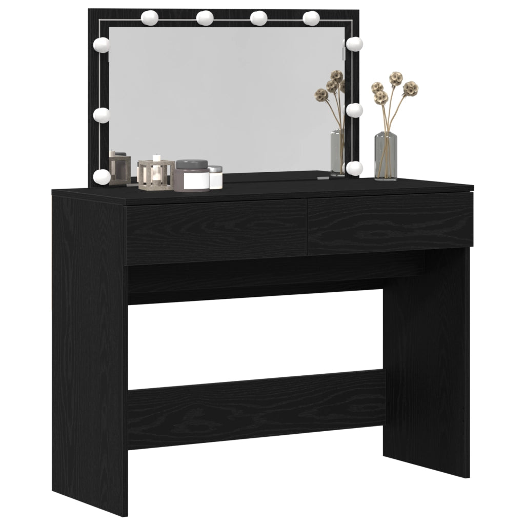 Tavolo da trucco con LED Rovere Nero 100x40x120 cm