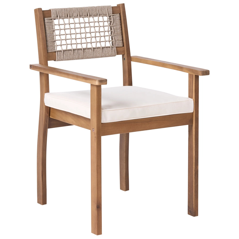 Set da giardino composto da 2 sedie in legno di acacia marrone chiaro con piano in stile rustico per esterni