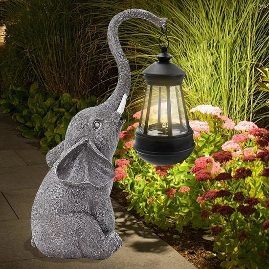 Statue ornamentale con lanterna solare - Statue all'aperto con luce LED solare per patio/giardino/balcone - Decorazione regalo per felicità