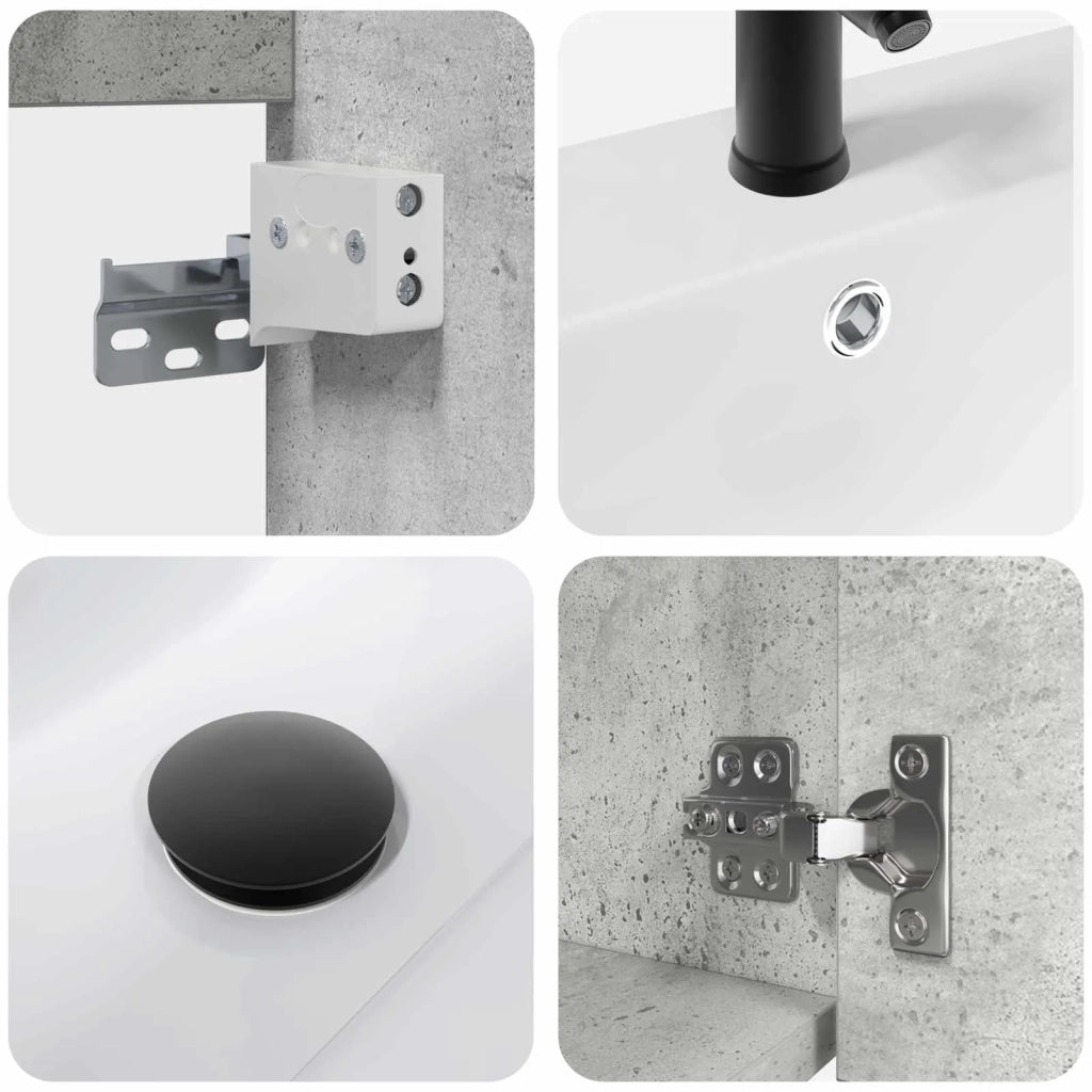 Mobile bagno con rubinetto Grigio Cemento 42 x 40 x 74,5 cm