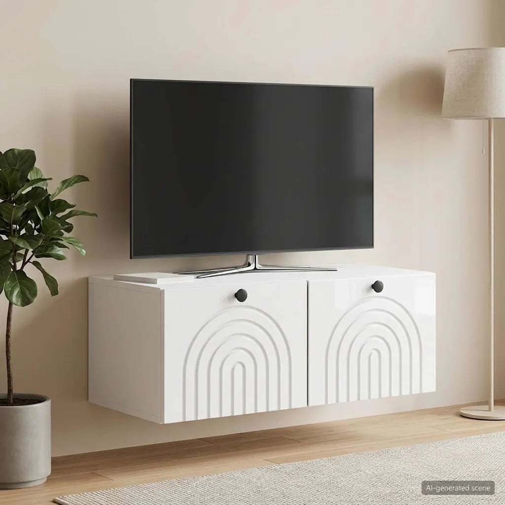 Mobile Porta TV da Muro Bianco Lucido 78,5 x 41 x 30 cm 898179