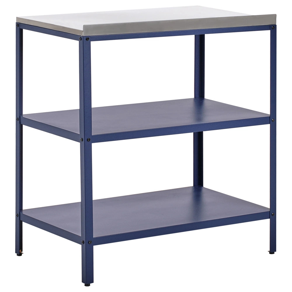Set di 2 elementi per la cucina all'aperto in acciaio inox blu con portaoggetti e lavello cucina da esterno