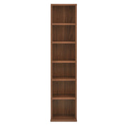 Scaffale porta CD/DVD Tower con 6 ripiani 90 x 20 x 20 cm MDF rivestito in melamina effetto noce 03_0001678