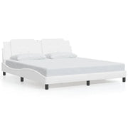 Letto matrimoniale | Letto per adulti | Giroletto senza Materasso Zadar Bianco 180x200 cm in Similpelle