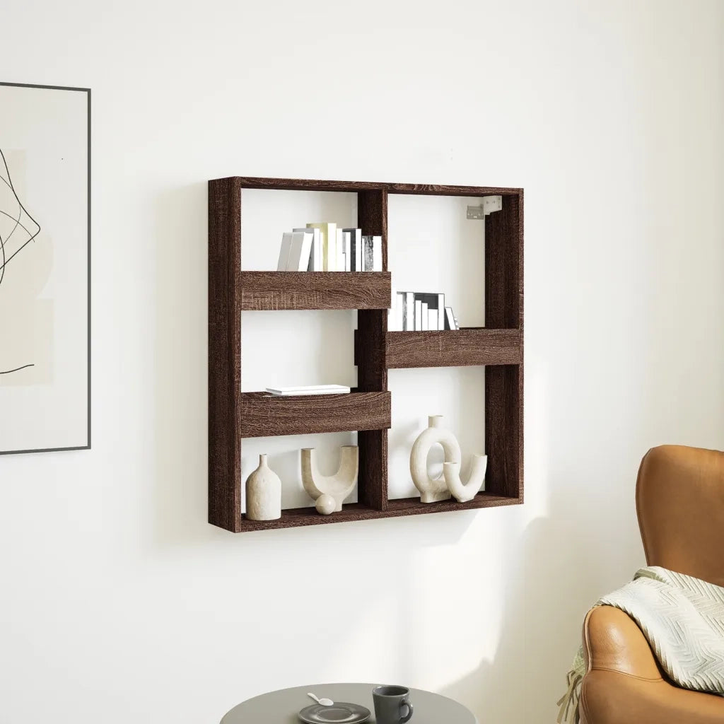 Armadietto a Muro | Mobile a Parete Rovere Marrone 80x15x80 cm Legno Multistrato