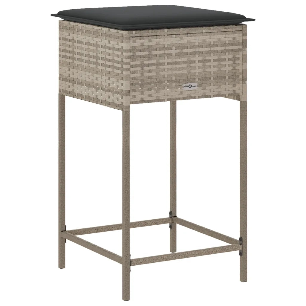 Sgabelli da Bar con Cuscini 2 pz Grigio Chiaro in Polyrattan CFW6495864