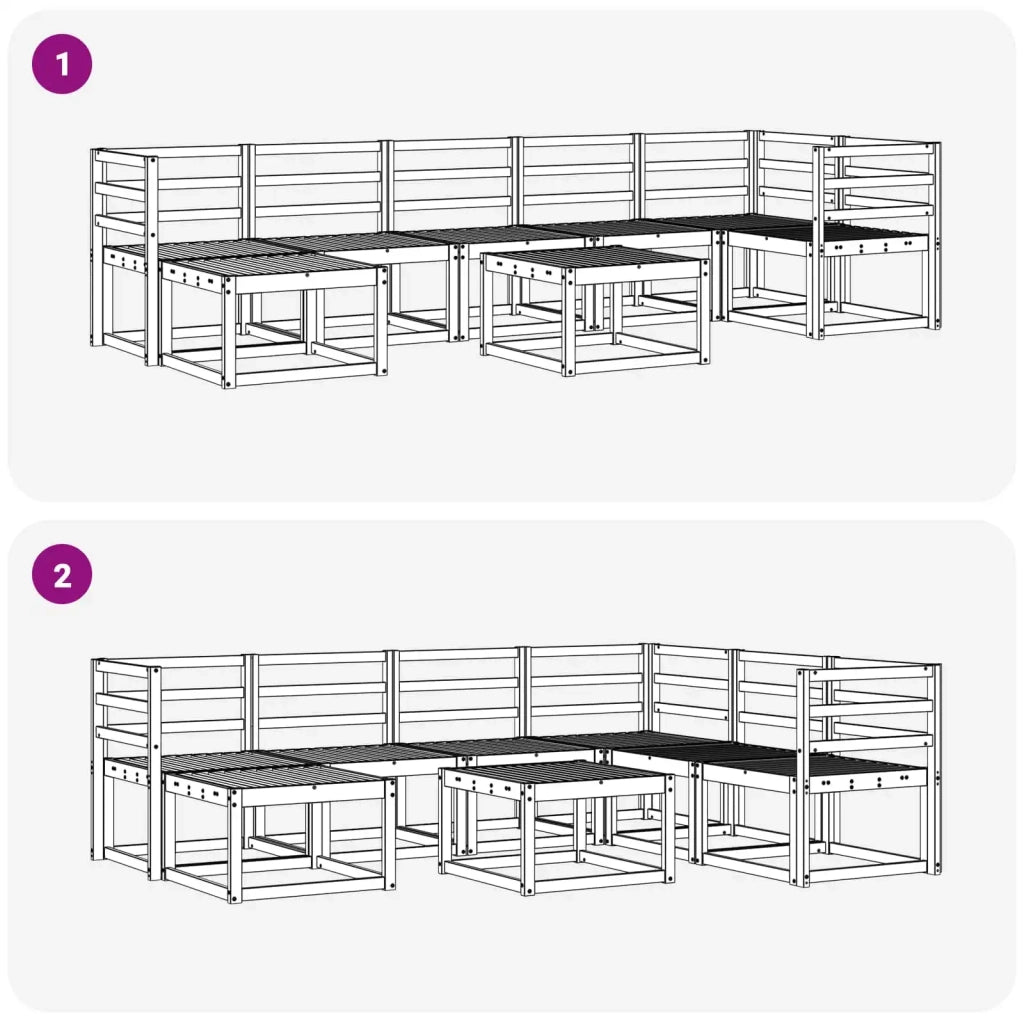 Set di divani da esterno 8 pcs Bianco Legno di Acacia Massello 3387963