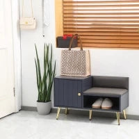 Mobile Scarpiera da Ingresso con Seduta Imbottita e Armadietto per 4 Paia di Scarpe, 80x33x49cm, Grigio