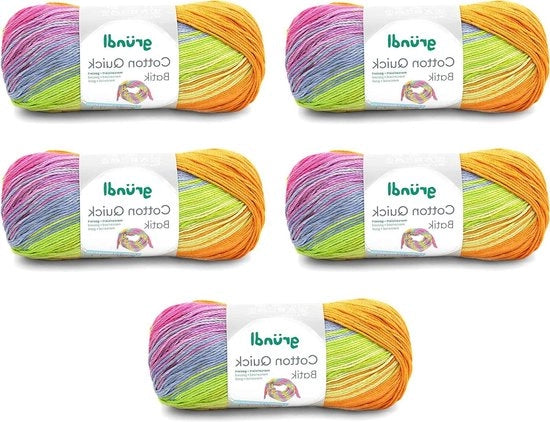 Seta Cotone Veloce Batik - 100% Cotone - Arancione Verde Blu Viola - 100 g/260 m