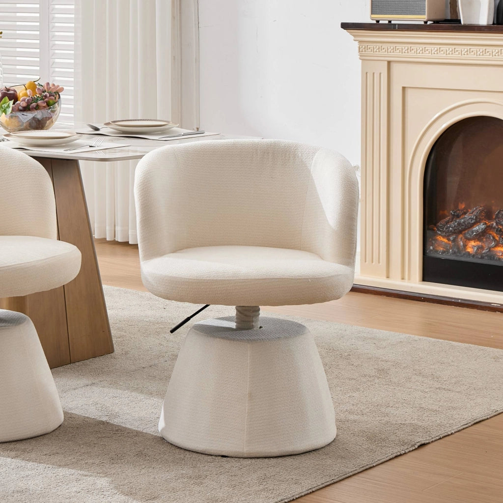 Sgabello da Bar Regolabile Girevole 360¡ã ¨C MINIMAL ¨C Velluto Beige Crema, Seduta Imbottita