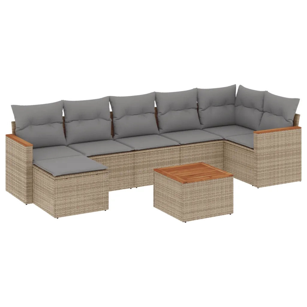 Set Divano da Giardino 8 pz con Cuscini Beige Misto Polyrattan 3226199