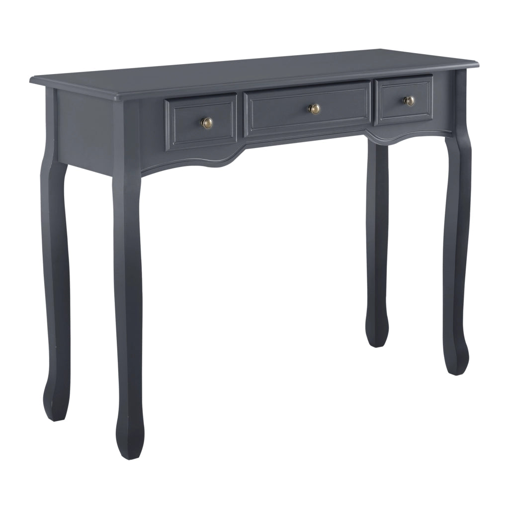Tavolo Consolle Vintage con 3 Cassetti - Grigio Scuro [en.casa]