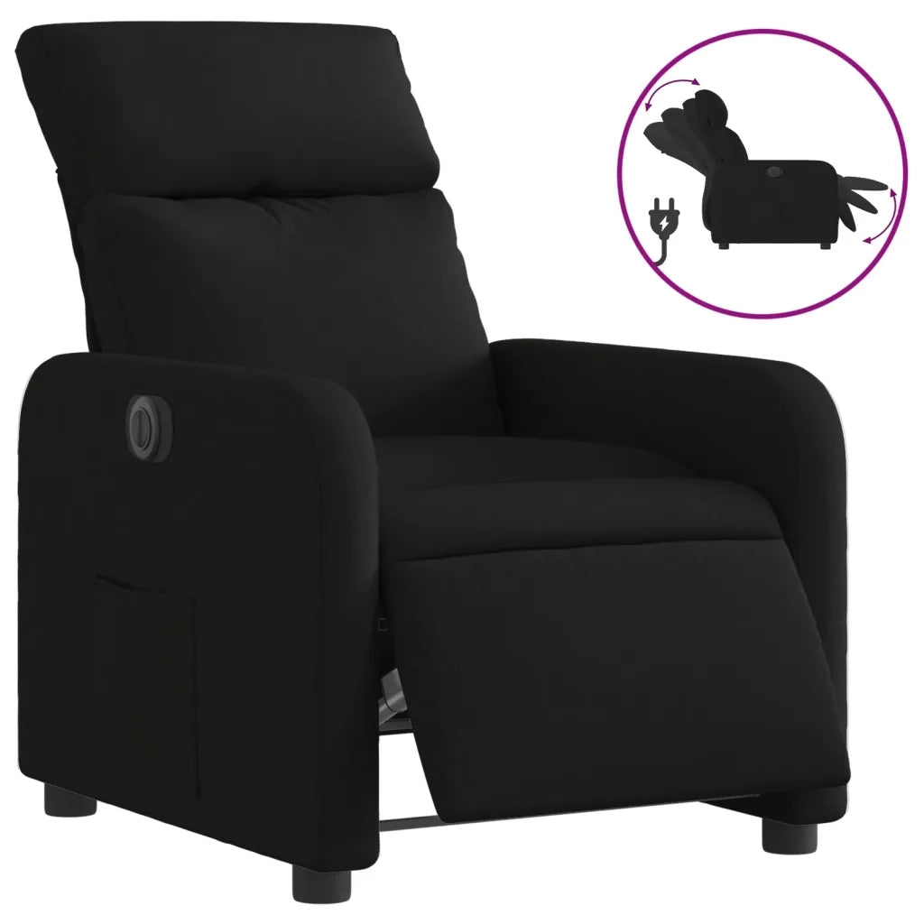 Poltrona | Sedia Relax Elettrica Reclinabile Nera in Tessuto