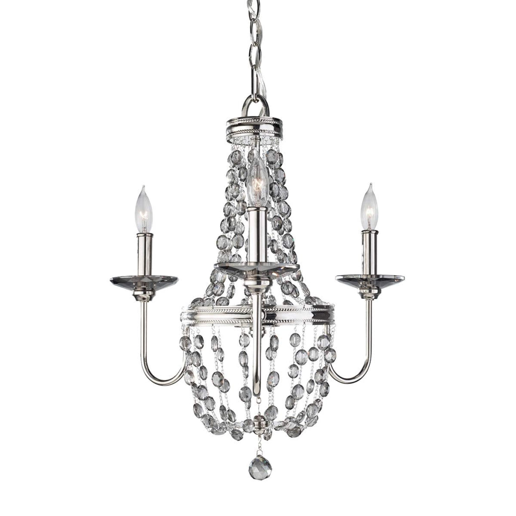 Lampadario Malia nichel lucido cristalli 3xE14 Feiss