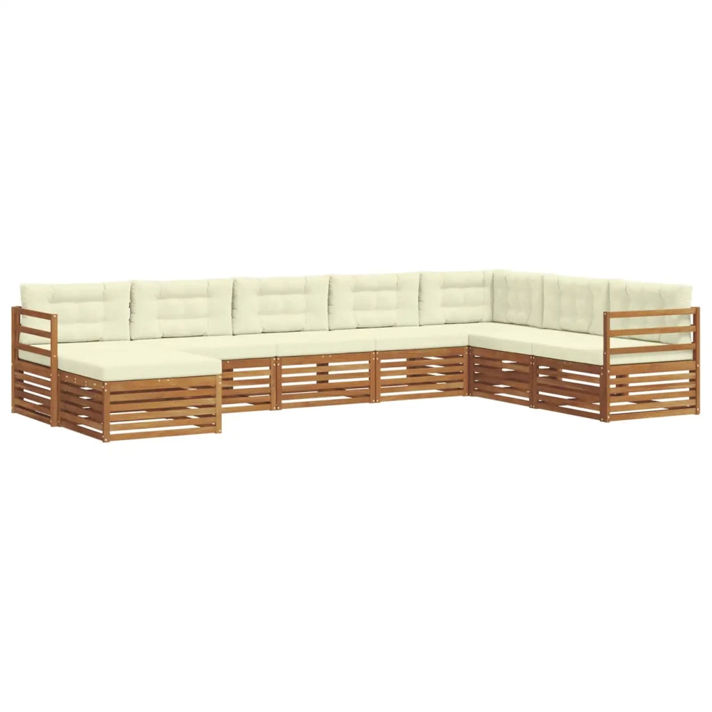 Set di divani da esterno con cuscino 8 pcs Naturale e Crema