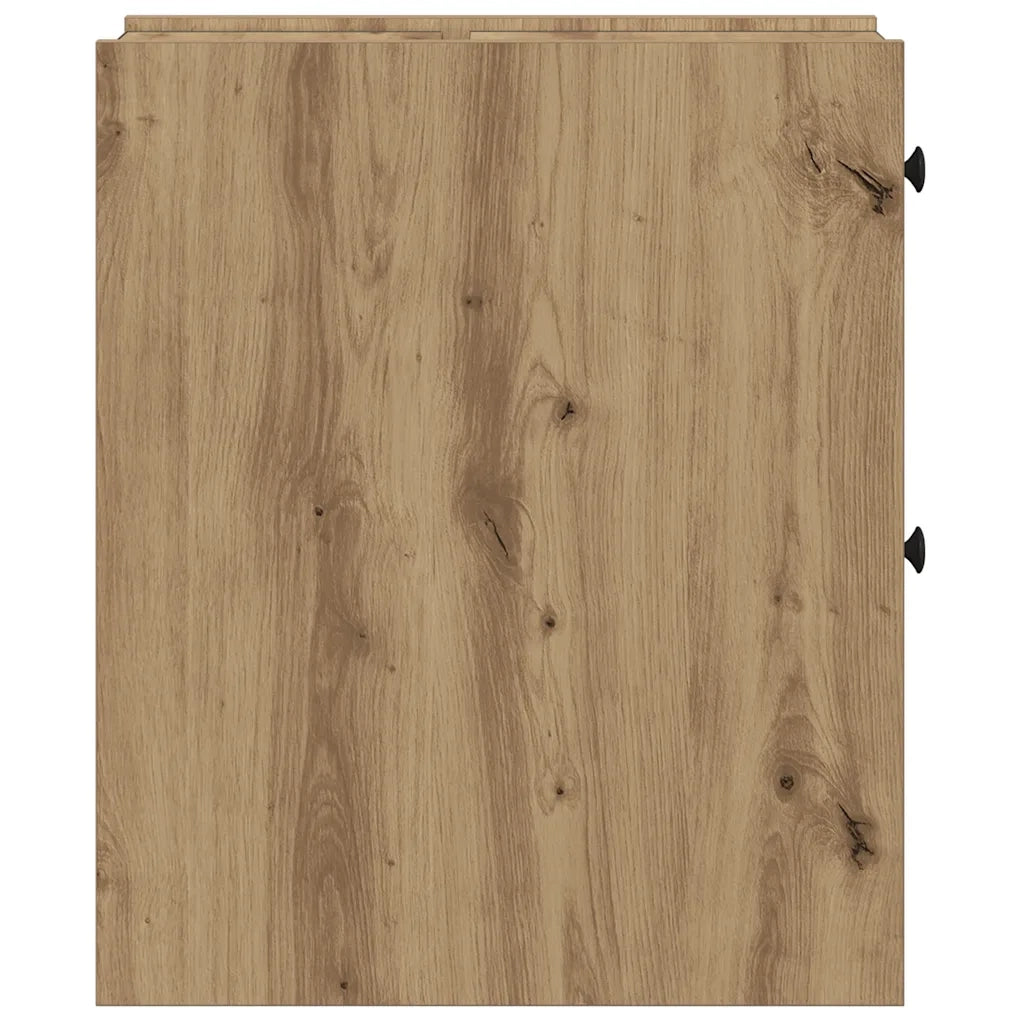 Mobile da Bagno Stretto con Ruote Rovere Artigianale Truciolato 855294