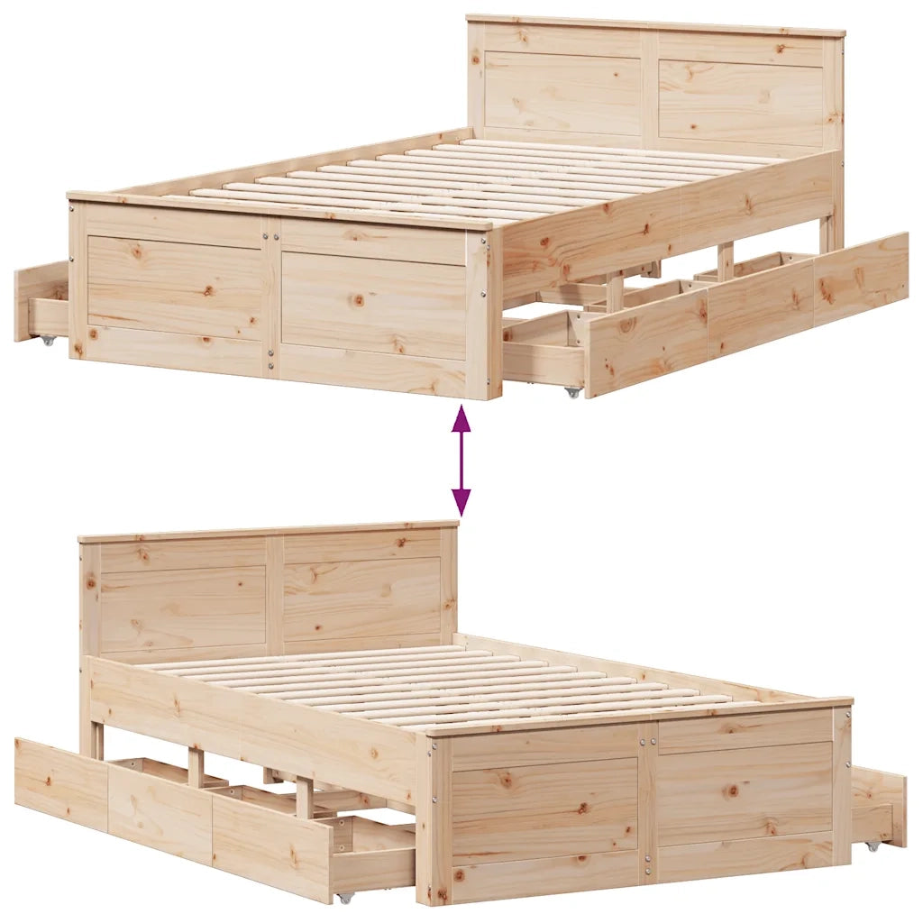Giroletto senza Materasso con Testata 135x190 cm Massello Pino