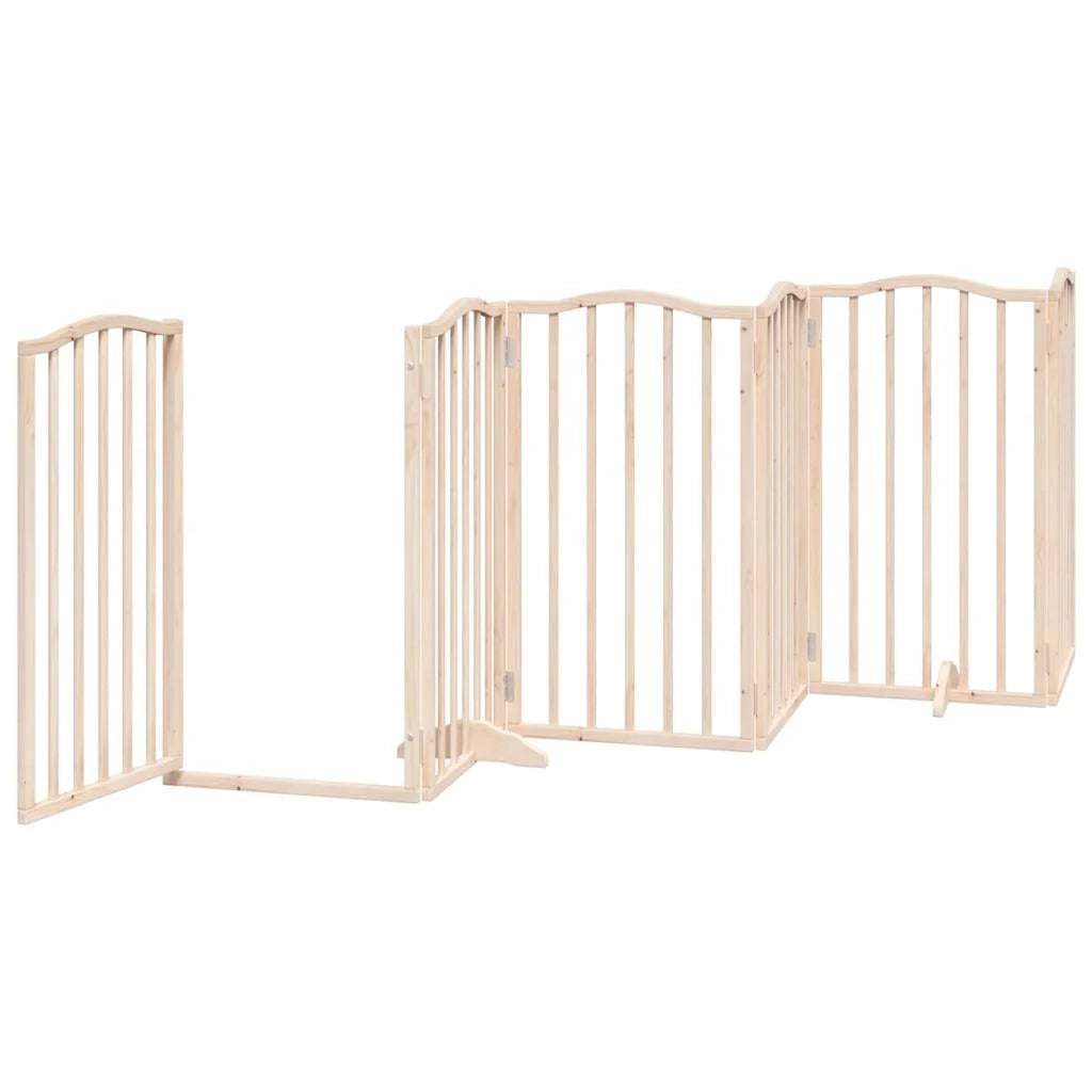 Cancelletto di sicurezza per animali domestici porta pieghevole 12 pannelli legno di pioppo marrone 02_0023159