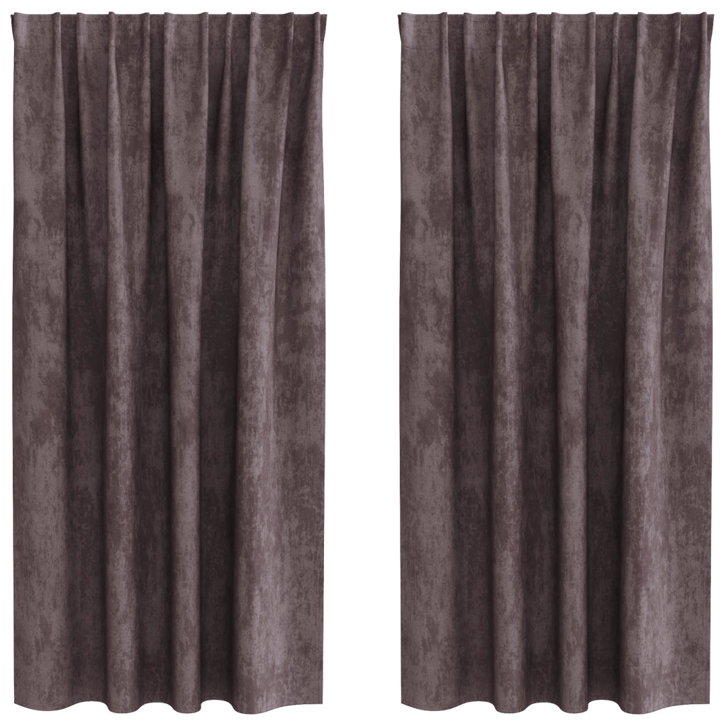 Tende in Velluto 2 pz con Occhielli Marrone 175x140 cm