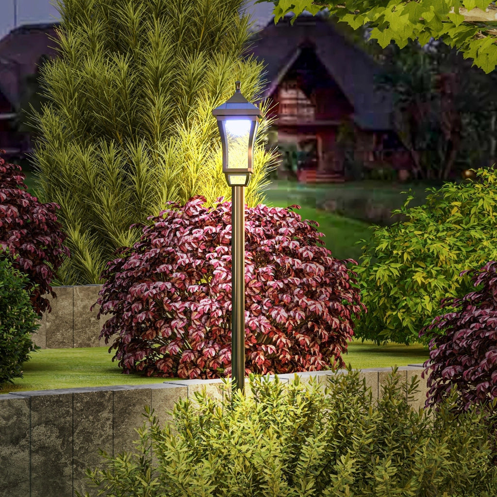 Lampada da giardino solare a LED classica ¨C zephmum ¨C nero 15x15x127 cm