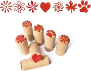 Set di Stampa in Legno 7 pezzi per Argilla, Scrapbooking e Creazione di Carte con Manici e Stampa a Blocco