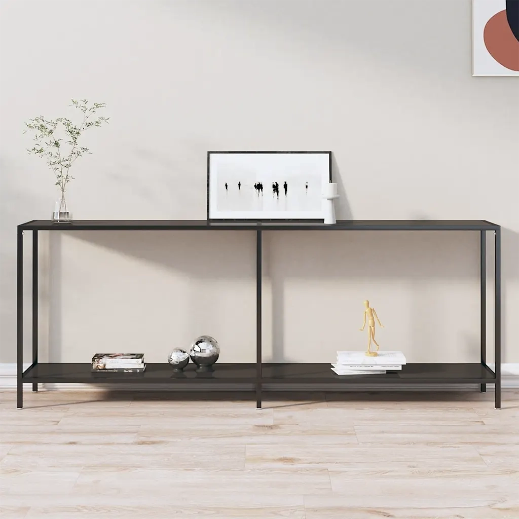 Tavolo Consolle | Tavolo d'Ingresso Nero 200x35x75,5 cm in Vetro Temperato
