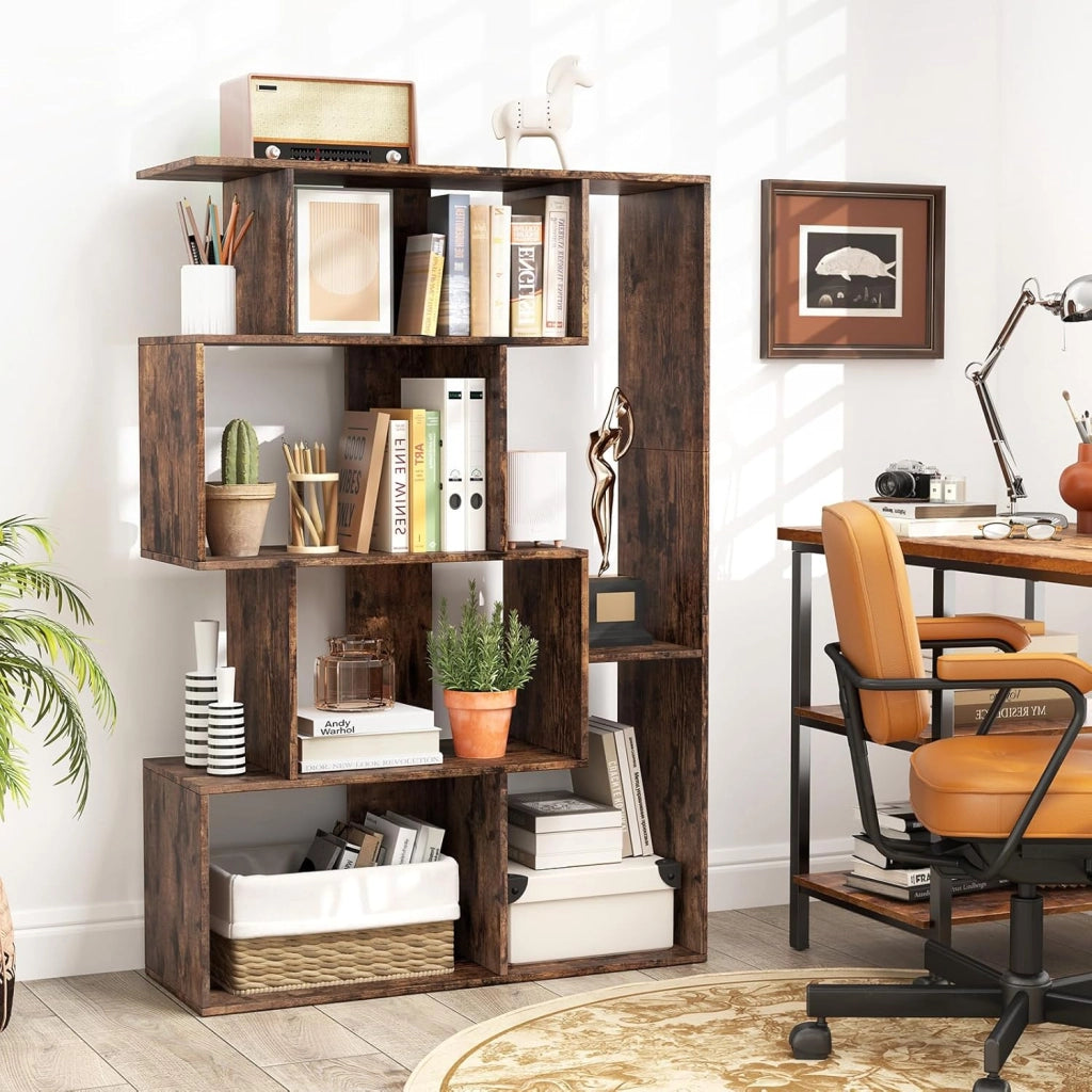 Libreria, scaffale aperto per ufficio con 6 ripiani, divisorio, scaffale per presentazione, scaffale per soggiorno, studio e ufficio, 80 x 30 x 119 cm (marrone)
