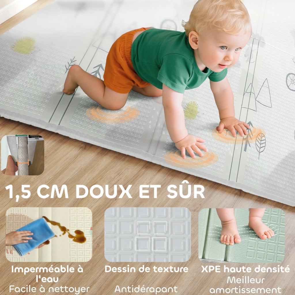 Tappeto gioco pieghevole reversibile per bambini ¨C Xylo ¨C schiuma 200x150x1,5cm multicolore
