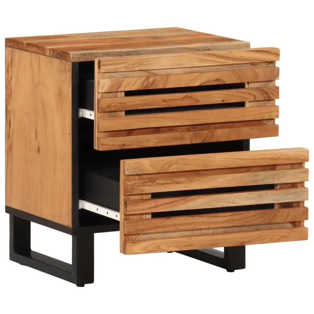 Comodini 2pz 40x34x46 cm in Legno Massello di Acacia 377429