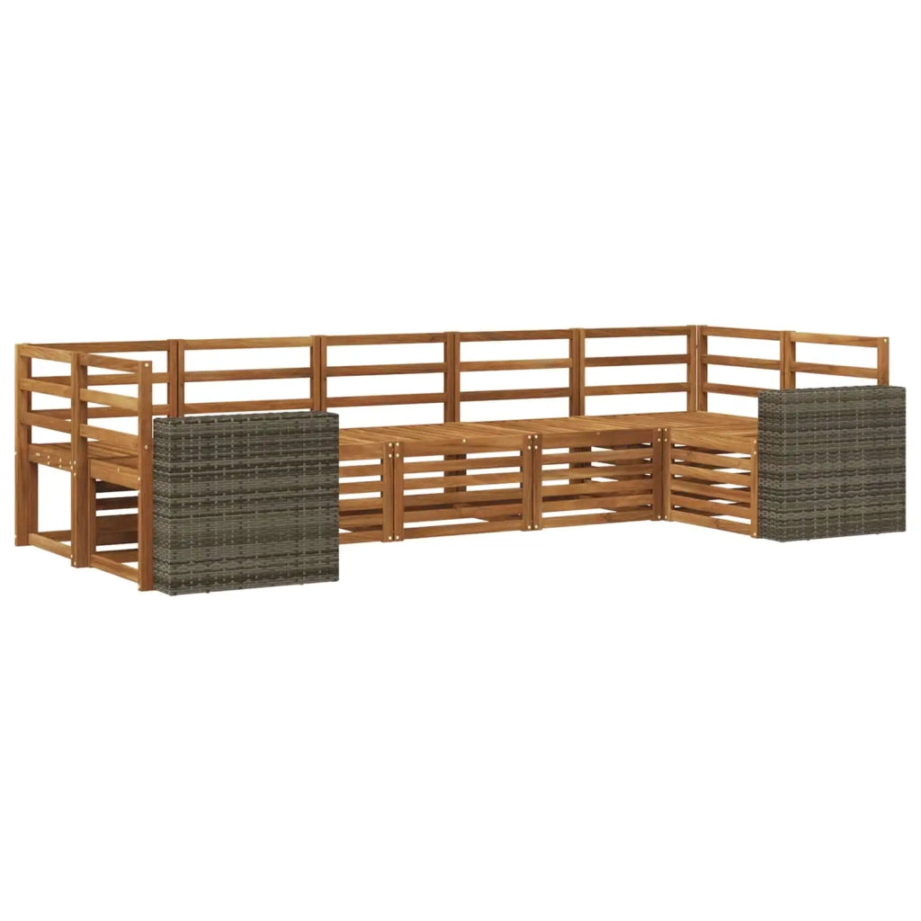 Set divano sezionale 7 pcs Naturale Legno di Acacia Massello