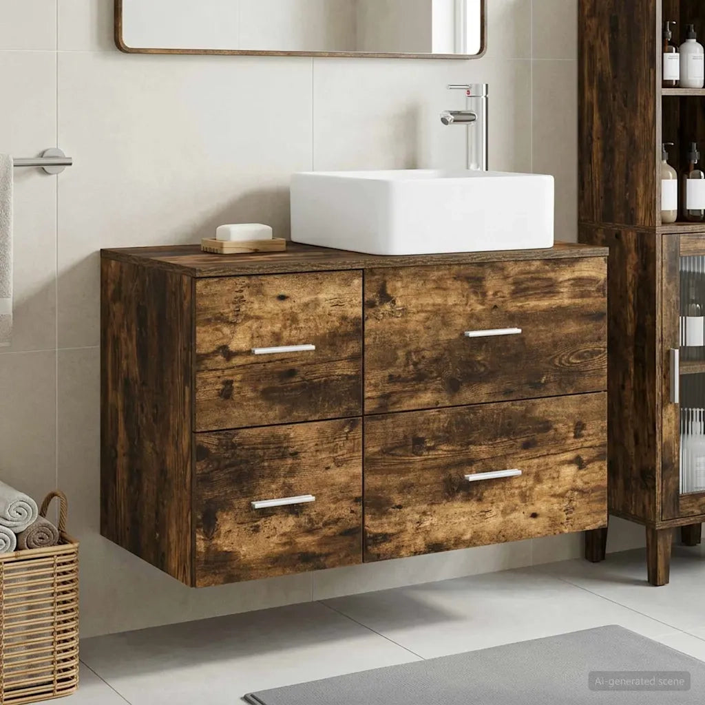 Set di mobili per il bagno 2 pz Rovere Fumo 3403980