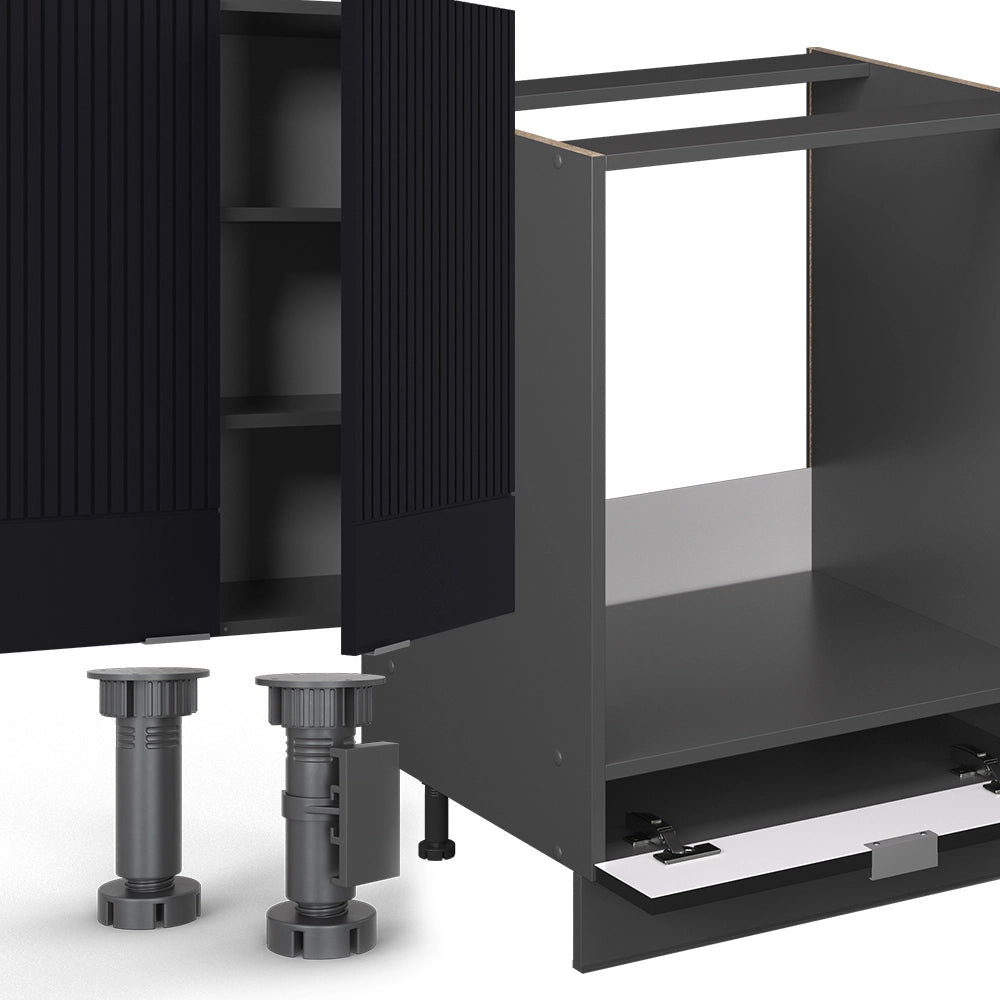 Cucina angolare completa Fame-Line Nero rigato/Antracite 347 x 60 cm, PL Rovere Vicco