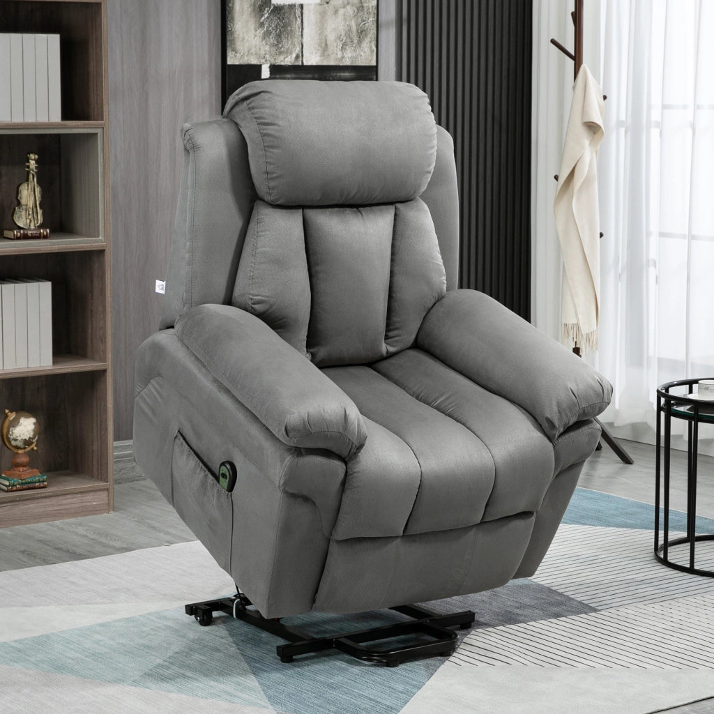 Poltrona Relax Elettrica Reclinabile con Poggiapiedi Regolabile ¨C Zephmum ¨C Grigio