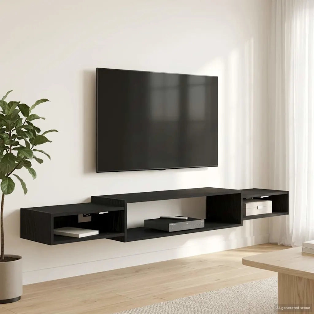 Mobile TV da Parete A parete Rovere Nero 180 x 28 x 21 cm 8006006