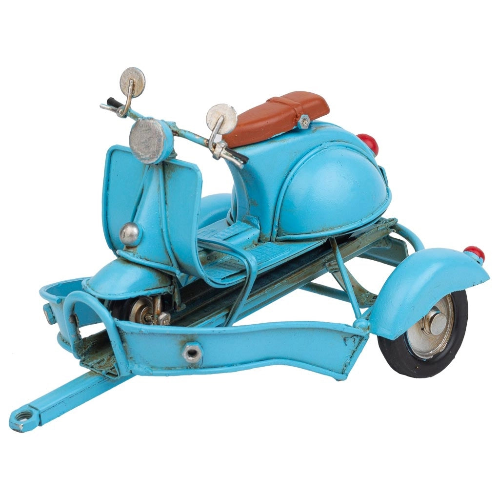 Carro traino con moto in metallo blu 34x10x10,5h