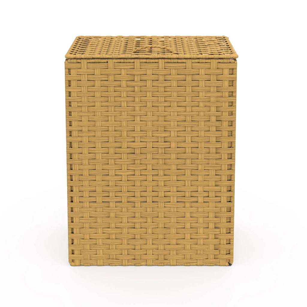 IDMarket - ALVIN cesto para la ropa efecto ratán, 2 cubos, tejido crudo