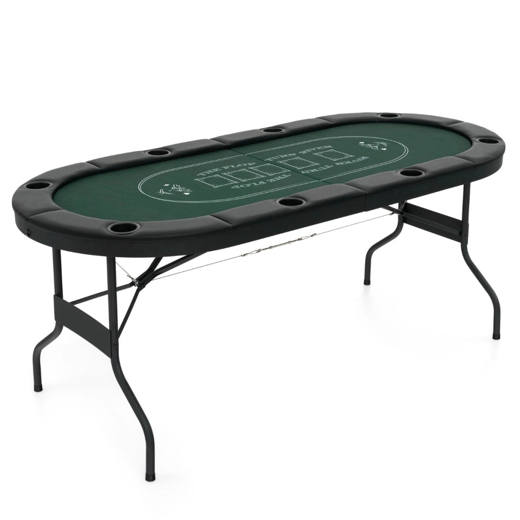 Tavolo da poker pieghevole 182cm per 8 giocatori, Tavolo da gioco ovalo per blackjack texas hold¡¯em Verde
