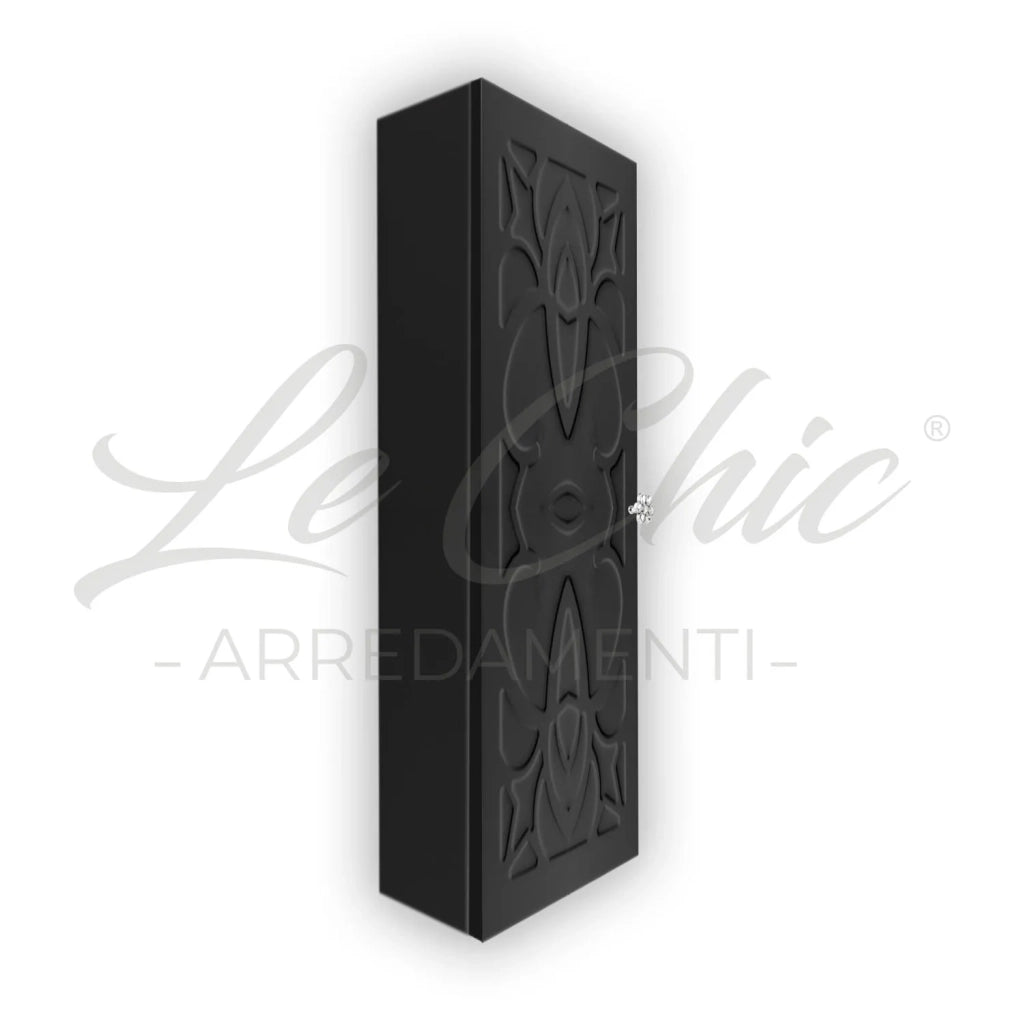Mobile bagno nero sospeso stile Luxury con colonna - 120 cm, Rettangolare con applique