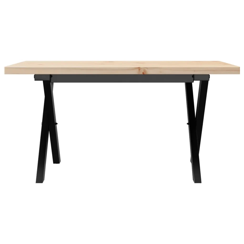 Tavolino Salotto Telaio a X 80x50x40,5 cm Legno Pino e Acciaio