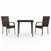 Set da Pranzo da Giardino 3 pz | Set Salotto da Giardino Marrone e Nero