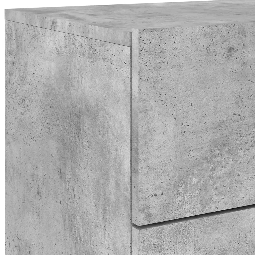 Comodino | Armadio da Notte | Mobiletto da notte a Parete con Luci LED Grigio Cemento