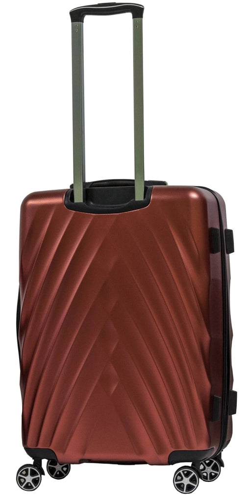 Set 3 Valigie Trolley Rigide in PET 4 Ruote TSA Ravizzoni Diamante Rosse