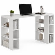 Scrivania Tavolo 6 Scomparti Laterali Legno Bianco 60 x 140 x 75Hcm Ufficio Casa