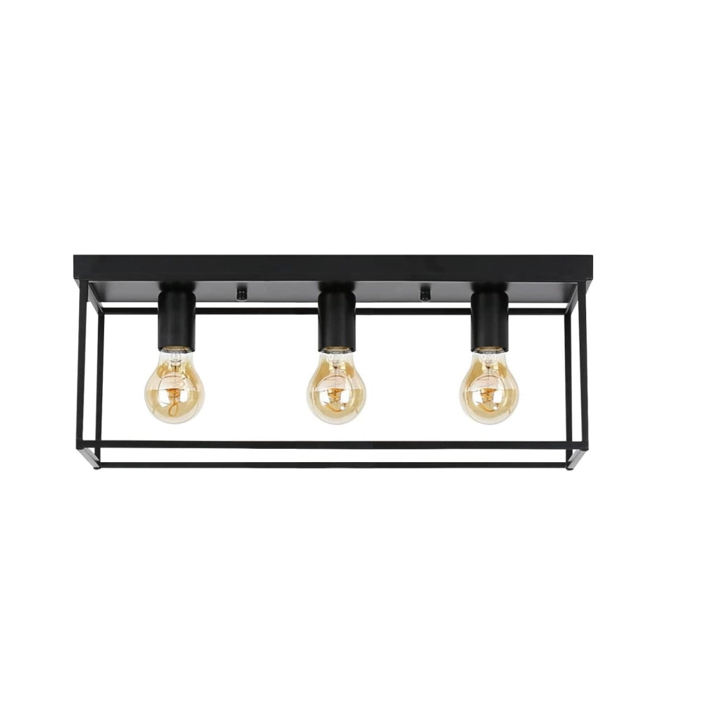 ZMH Lampada da soffitto 3 luci E27 max 25W metallo nero retrò per soggiorno cucina
